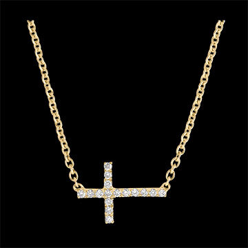 Edenly Halskette Frische - Kreuz - 9 Karat Gelbgold und Diamanten