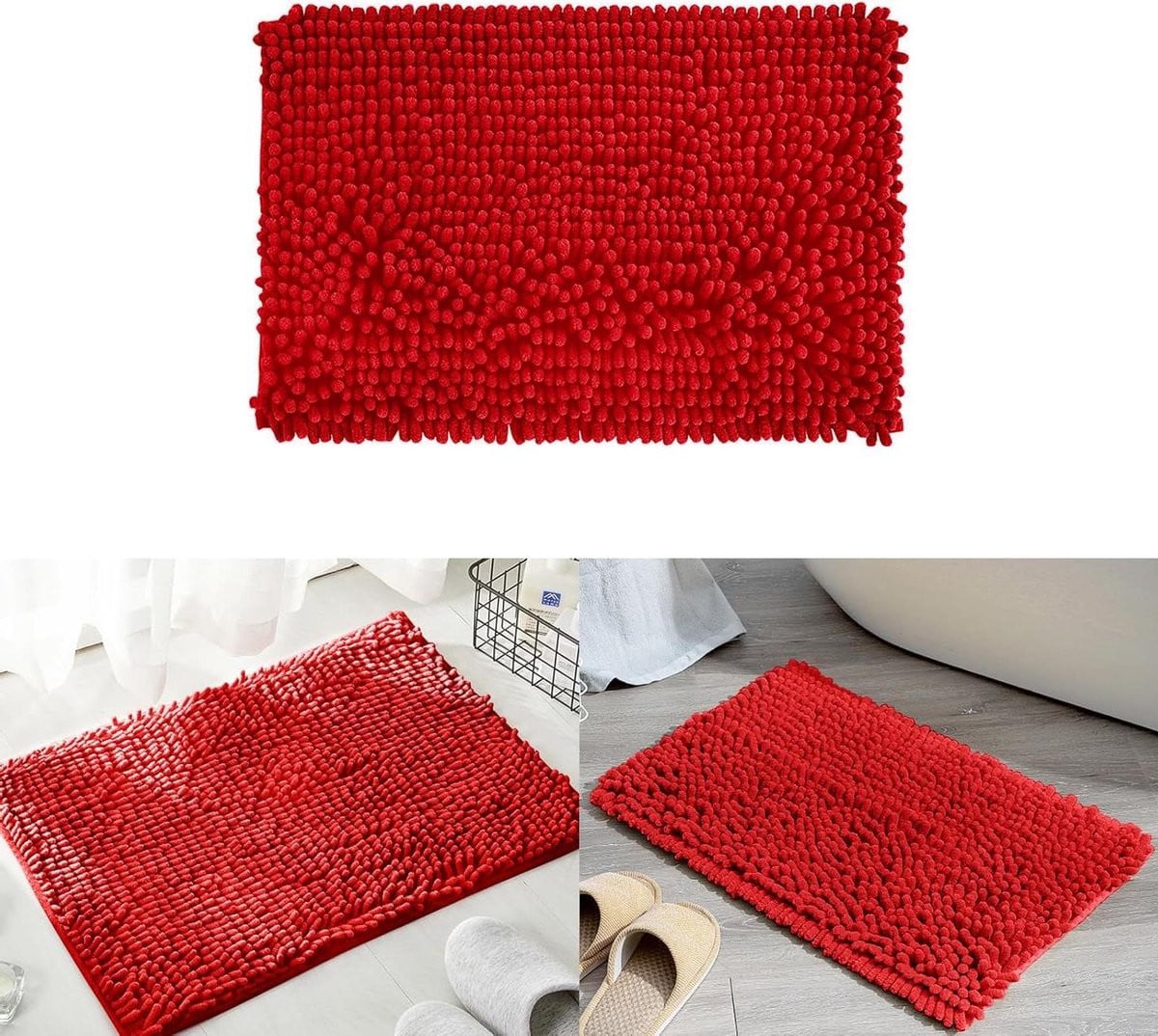 Rode Badkamermat - Zachte en Sneldrogende Absorberende Vloermat - 60 x 90 cm