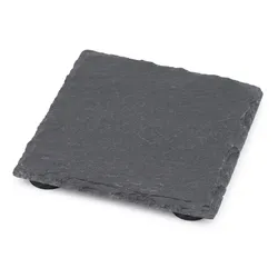 Relaxdays Getränkeuntersetzer Schiefer 8er Set, quadratisch 10x10 cm, pflegeleichte Untersetzer, für Gläser, grau