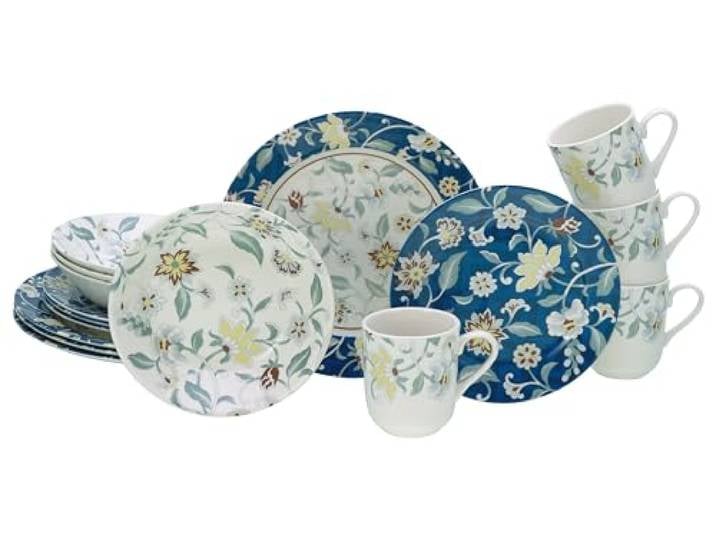 CreaTable\, 16267\, Série Odessa\, Set de vaisselle 16 pièces\, service combiné en faïence