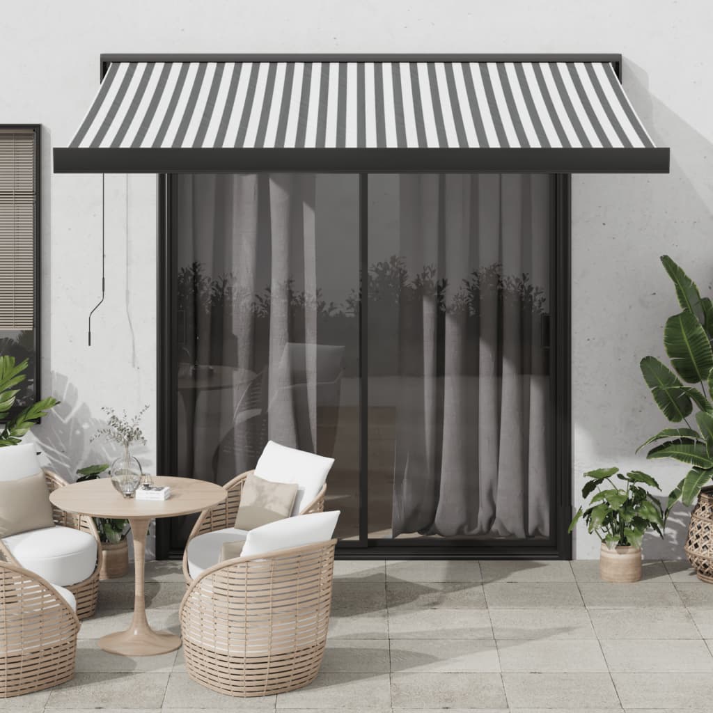 vidaXL Toldo retráctil aluminio y tela antracita y blanco 3,5x2,5 m