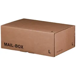 VEPATIM 20x Versandkarton 395x248x141mm MAILBOX L mit Steckverschluss wiederverschließbar braun