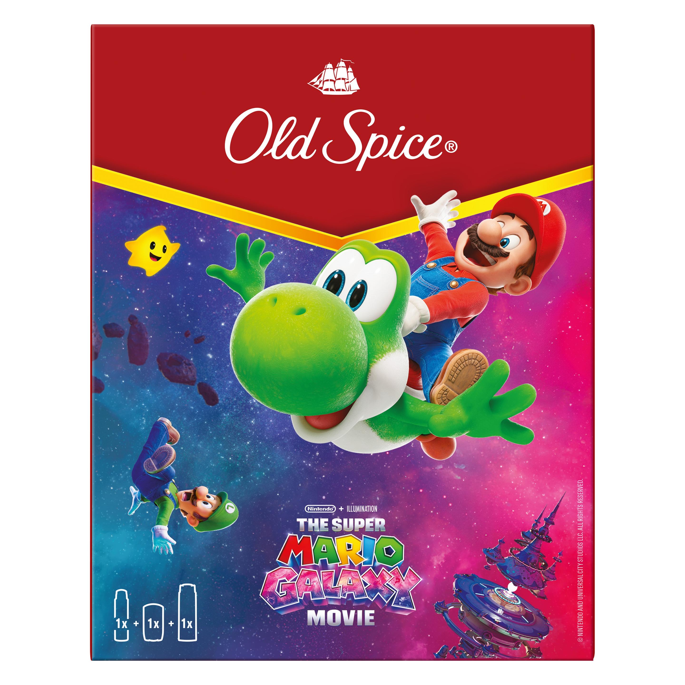 Old Spice Super Mario Galaxy Film Geschenkset: Deostick, Deospray, Duschgel (Körperpflegeset) (8006530391214)