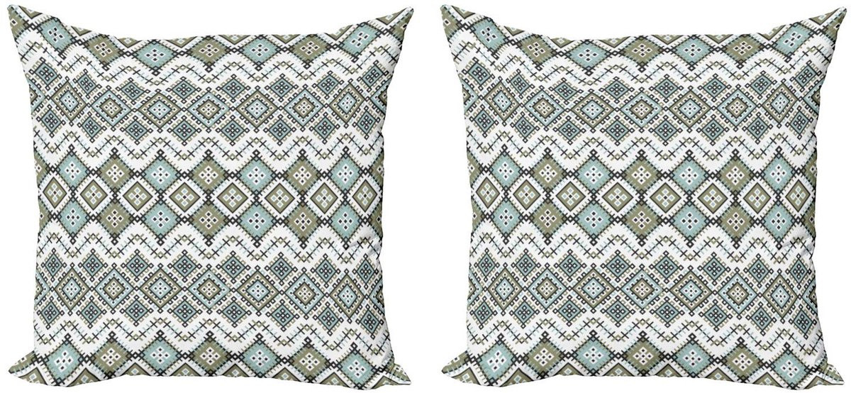 ABAKUHAUS Kussenhoes Set Dubbelzijdig Druk Seafoam 2x 40x40 cm