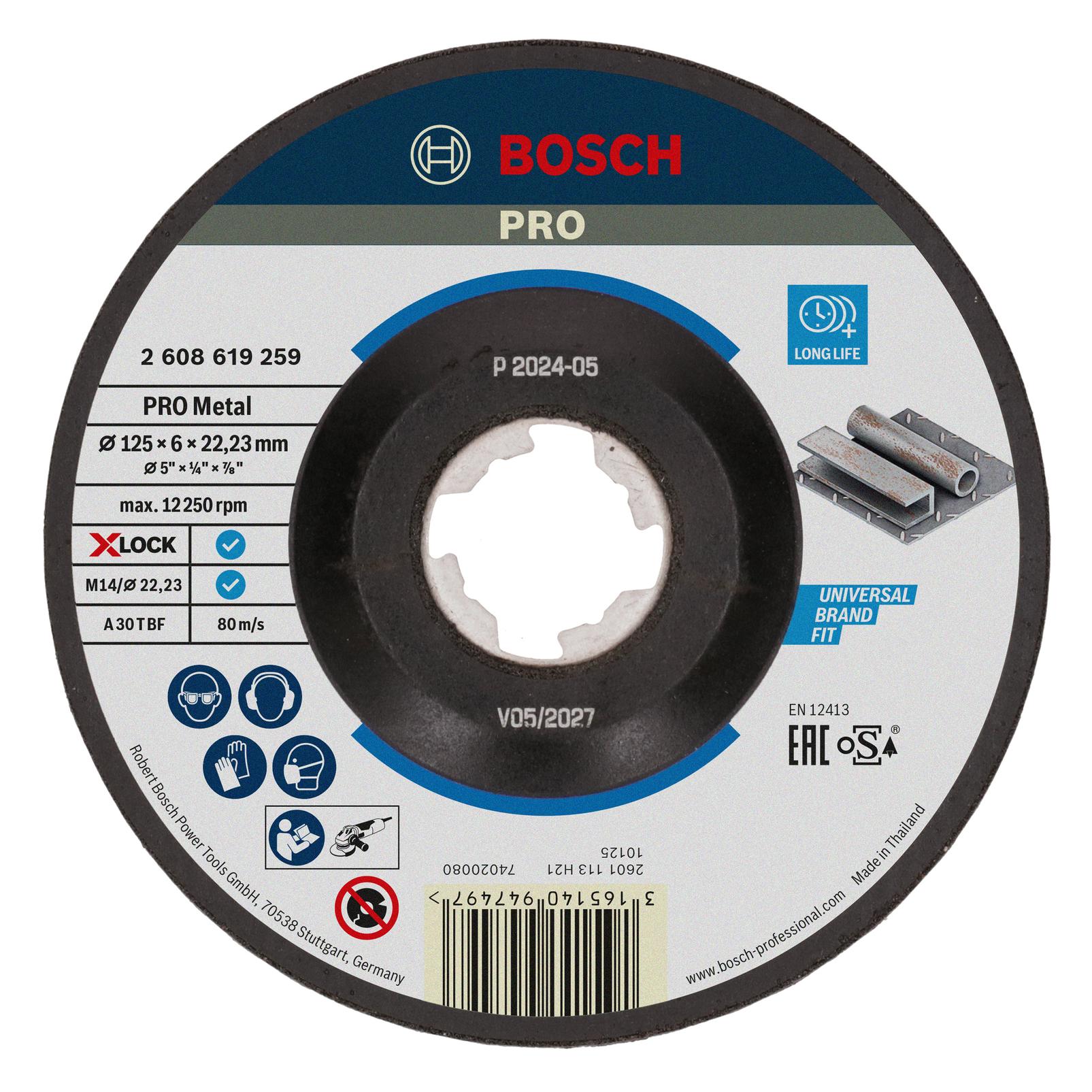 Bosch Professional Zubehör PRO Metal X-Lock Schleifscheibe, 125 x 6 x 22,23 mm (2608619259)