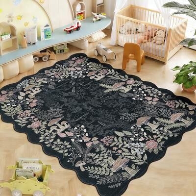 Garvee Mushroom Forest Scalloped Area Rug