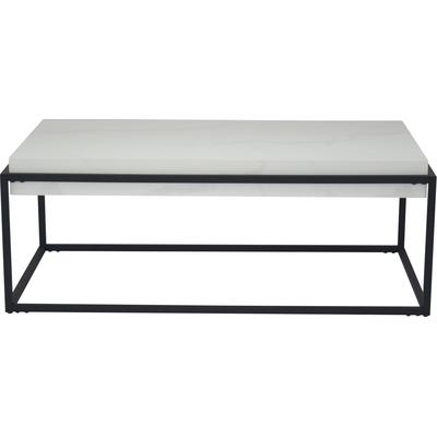 Couchtisch HELA "CARLOS", weiß (marmoroptik weiß, matt schwarz, matt schwarz, marmoroptik weiß), B:114cm H:42cm T:64cm, Tische, Couchtisch, Tischplatte 100 mm stark