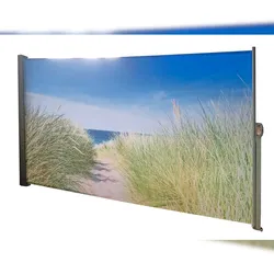 DELUKE Seitenmarkise FABI Motiv Nordseeküste Mehrfarbig Polyester Markise ausziehbar Sonnenschutz Windschutz Terrasse/Balkon