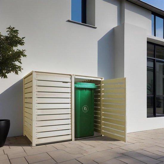 Mülltonnenbox aus Holz - Abfallcontainer-Verkleidung - Gartenreinigung - Doppelte Box - Behälter für 120-240 Liter - Natürliche Optik