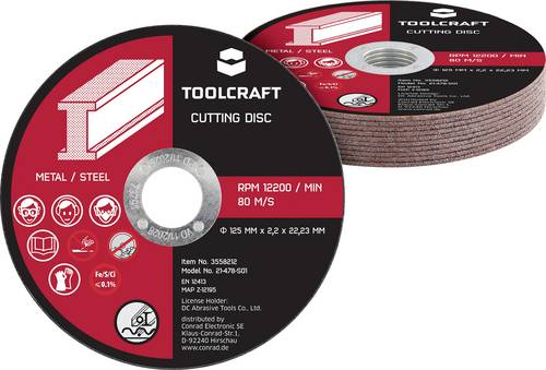 TOOLCRAFT TO-10674636 Trennscheiben-Set 125mm 10 St. Aluminiumoxid
