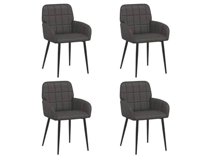 Winter Sale Chaises de cuisine (Lot de 4) Simili Cuir Noir 57x50x85 cm avec accoudoirs et entretien facile 112548