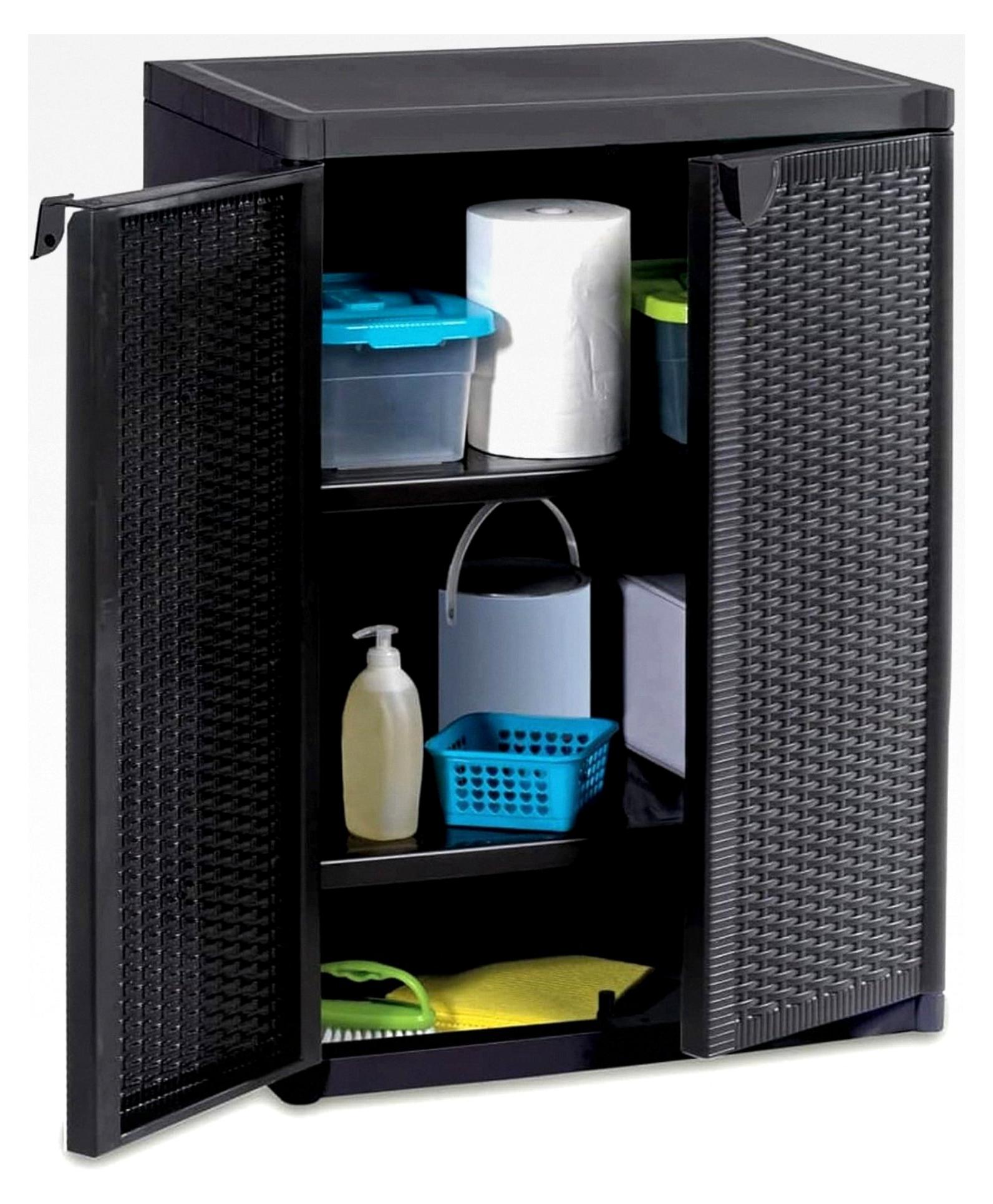 Gartenschrank, Geräteschuppen, wetterfest, Outdoor-Schrank, Gerätehaus, Gartenhausschränke, Terrassenschrank, Schwarz 65x45x88 cm
