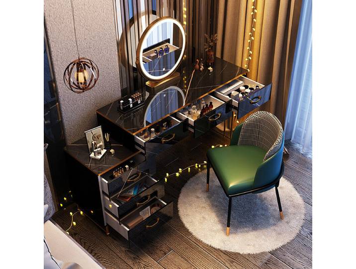 Moderne chambre Salon esthétique CuteSave espace vanité Table pas cher robes ornements décor à la maison noir minimaliste coiffeuse