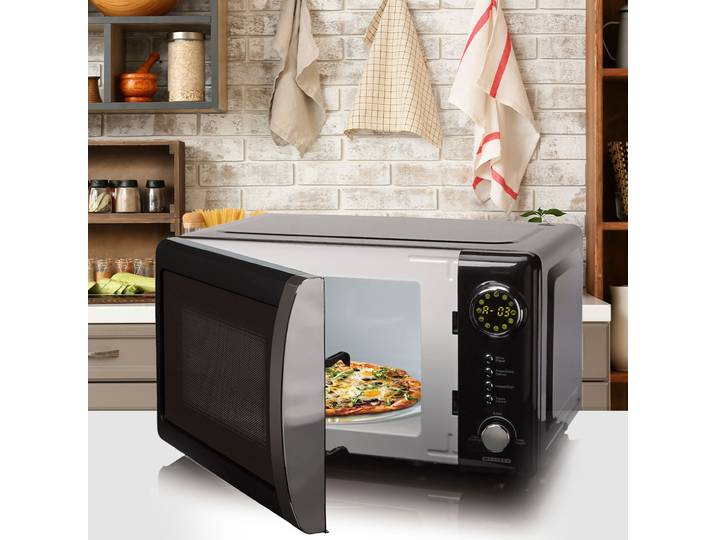 Mikrowellenherd im Vintage-Design, 700 Watt, schwarz