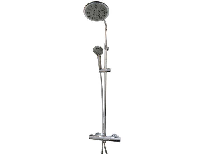 Duschsystem ADOB Wellness , grau (silberfarben), T:52cm, Kunststoff, Messing, Brausegarnituren, Duschsystem, höhenverstellbar