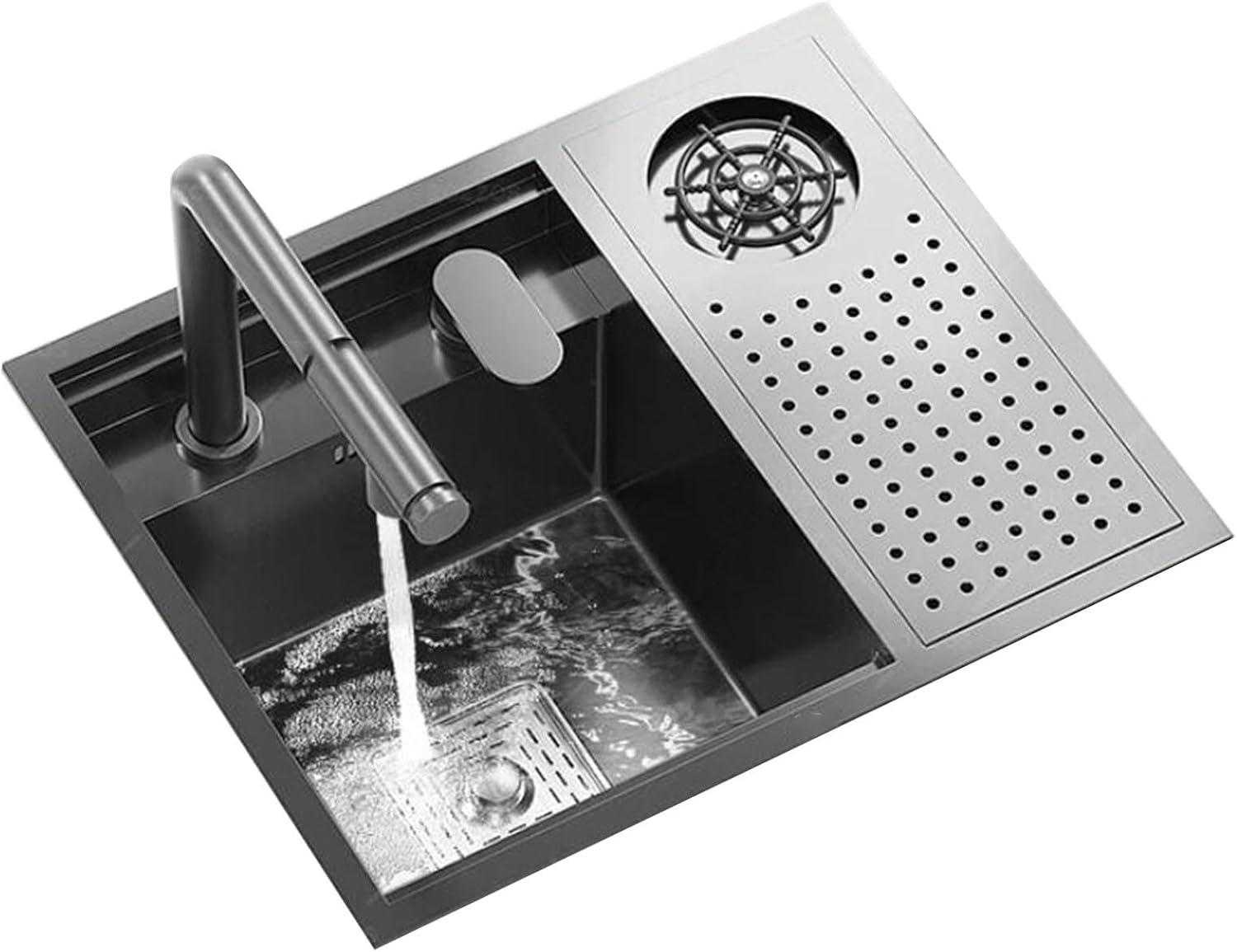 Unsichtbares Einzelbecken-Spülbecken mit Abdeckung und Edelstahl-Siphon