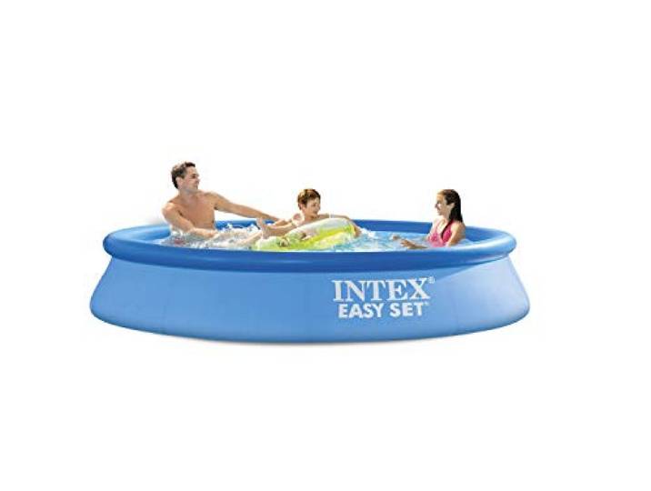 INTEX Easy Set XL Pool rund Aufstellpool 305 x 61cm, Volumen 3077 l, inkl. Kirystal-Clear 12V Filterpumpe (28602GS) Großer aufblasbarer Kinderpool Swimmingpool für Garten Rundpool (28118GN)