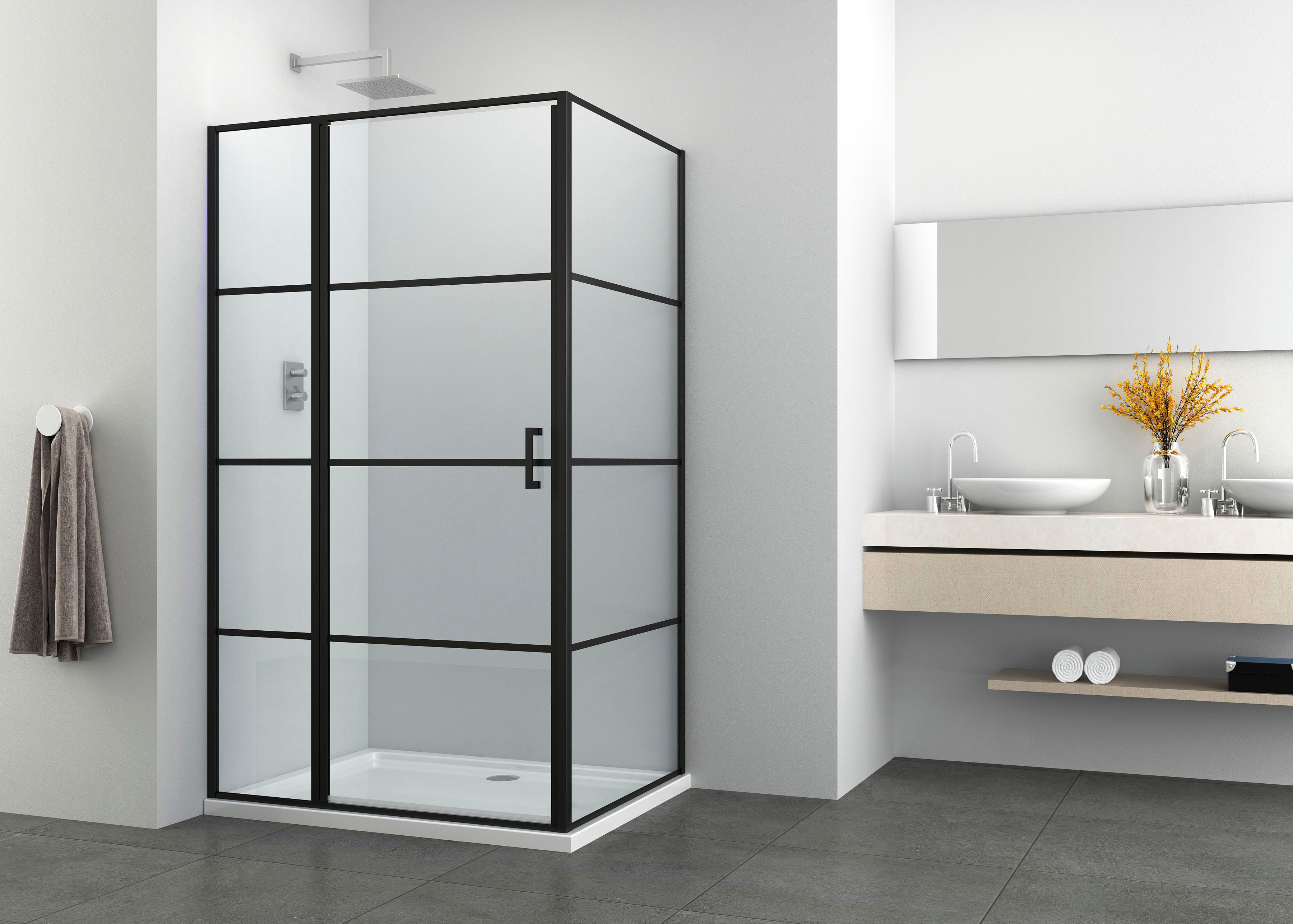 Dusch-Pendeltür SANOTECHNIK "Elite Black", schwarz, H:195cm, Duschtüren, Dusch-Pendeltür, 98-100 cm Breite