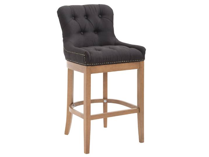 TPFLiving Barhocker Wooden Luck Gestell Holz Antik-hell Stoff - Schwarz