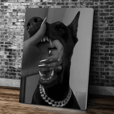 Inspire Picks Doberman & Woman Canvas Art Modern Dog Portrait Wall Decor For Stylish Homes 7 40x50cmframeless