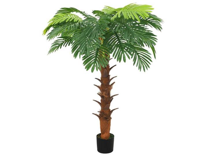 Cycas artificiel en pot pour intérieur – Plante artificielle réaliste en plastique et bois à feuillage dense