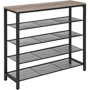 Vasagle Schuhregal LBS015B02, aus Metall, 4 Ebenen für 16 Paar, 100 x 92,5 x 30cm, schwarz