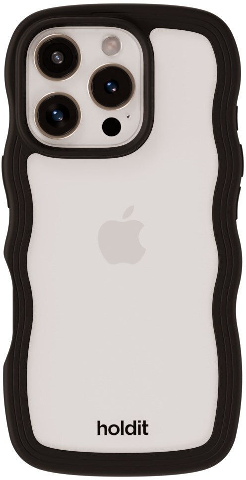 Holdit iPhone 16 Pro Wavy Cover - Sort / Transparent
