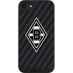 Nivocase Handyhülle für Apple iPhone 8 Hülle NIVOpure Case Schwarz Borussia Mönchengladbach Carbon Gladbach (Apple iPhone 8), Smartphone Hülle, Schwarz