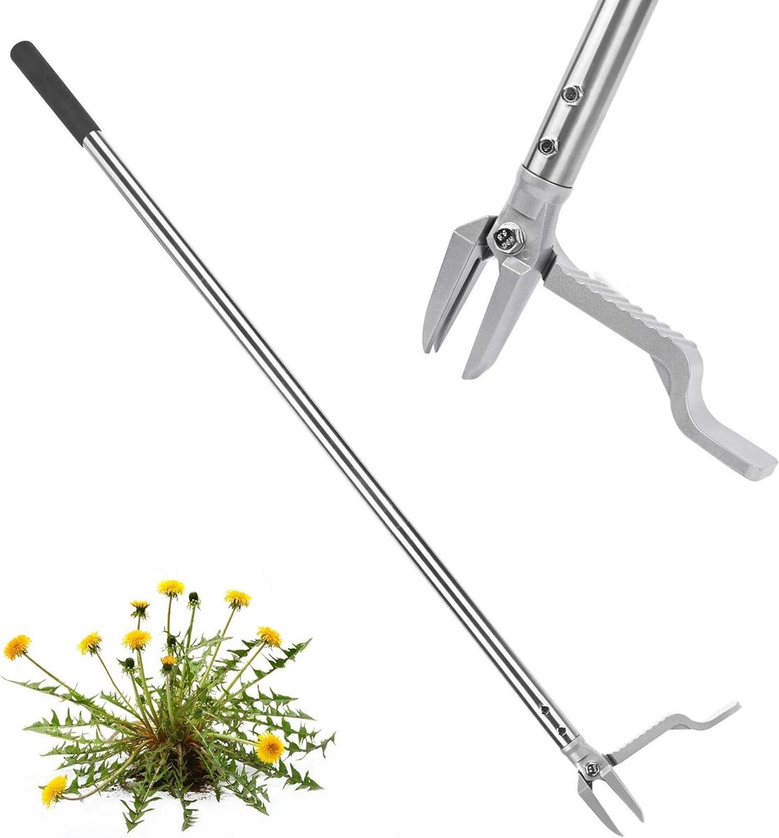 Onkruidsteker Staand met Voetpedaal - Zilver - Hoogte: 116 cm