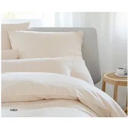 Elegante Bettwäsche Hamburger Streifen – 155x220 cm + 80x80 cm natur
