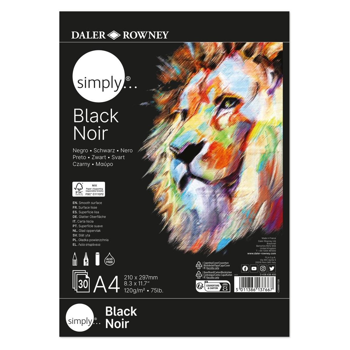 Magni DALER ROWNEY Zeichenblock Simply schwarz DIN A4 (A4) (52506852)