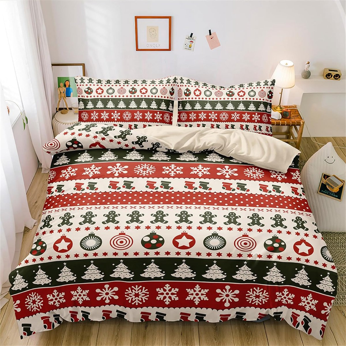 Dekbedovertrek Set Kerst Sfeer - Geruit Rood Groen - 220x240 cm