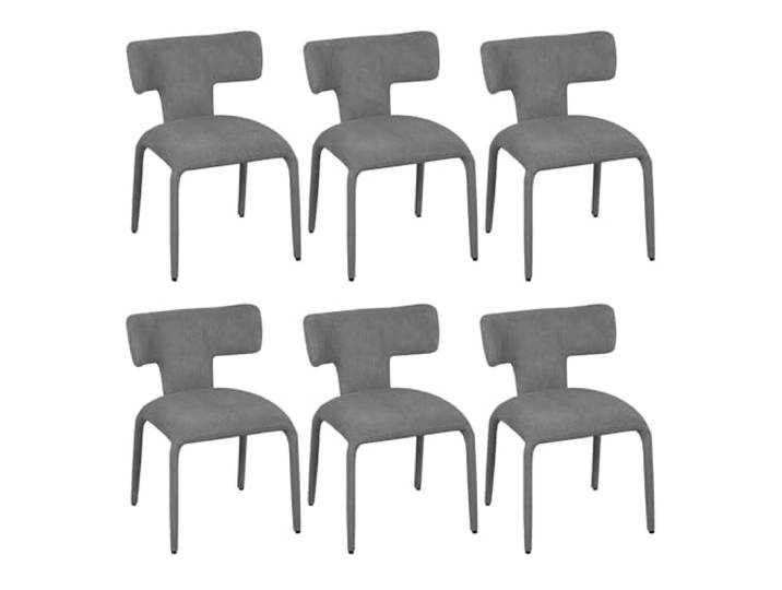 WOLTU Esszimmerstühle 6er Set, aus Leinen, Rauchgrau Küchenstühle, mit Rückenlehne, Metallgestell, 150 kg belastbar, für Küche Wohnzimmer Schlafzimmer
