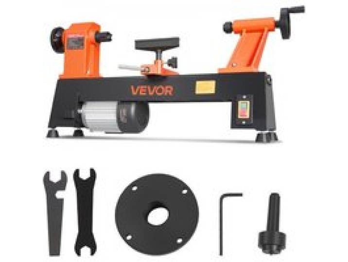 VEVOR Drechselbank 304 x 465 mm 3/4 PS Tischdrehbank mit 5 Drehzahlstufen für Tischbeine Spazierstöcke und Große Holzwerkstücke, 650/1100/1600/2200/3200 U/min, Thermoschutz und Robuster Metallrahmen