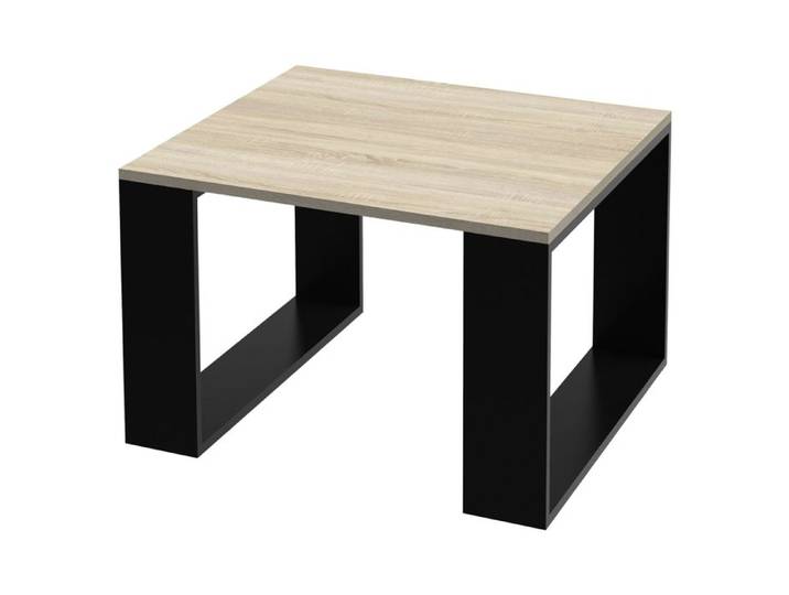 Table basse 65x65x40 cm aspect chêne/noir en panneau de particules ML-Design