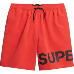 Superdry für Herren. M3010244A Roter grafischer Badeanzug (M), Strandbekleidung, Recyceltes Polyester, Nachhaltig