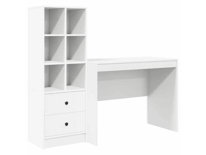 Blanc Table de travail - Bureau 1 place - avec tiroir 2 pcs - Blanc m2283