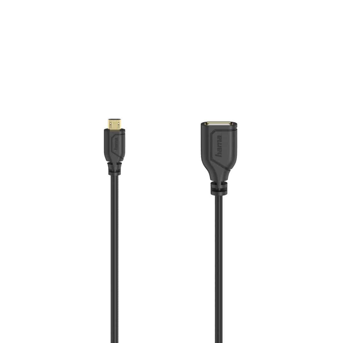 Hama 200613 Flexi-Slim 0,48 Gbit/s Stecker Micro-USB A auf USB A Buchse 0,15 m (Schwarz) 00200613
