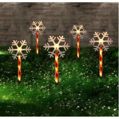 Multicon Wholesale Hub Red Tube LED Solar Pentagram , Outdoor Waterproof Lawn Light, Snowflake Christmas Tree Bell Courtyard Decoration snow