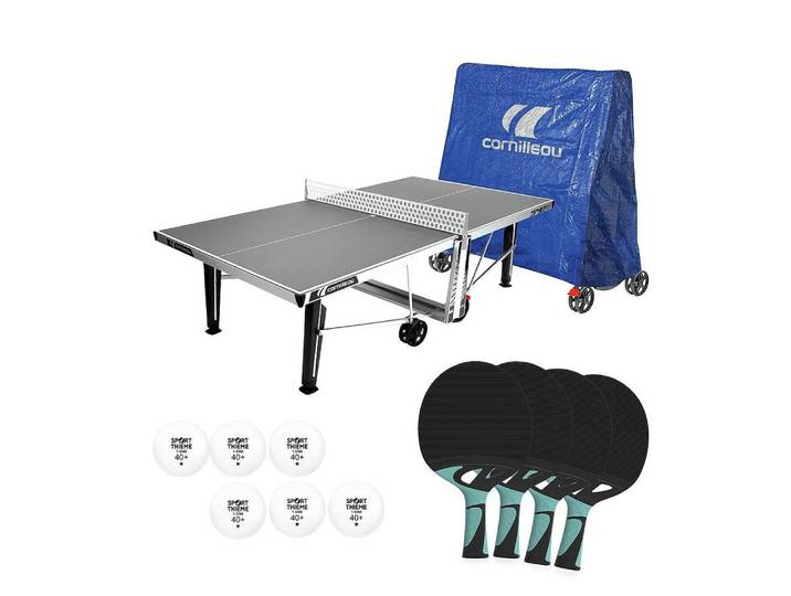 Cornilleau Tischtennisplatte Tischtennis-Set Pro 540 Outdoor, Für Schulen, Campingplätze, Freibäder und Freizeitzentren
