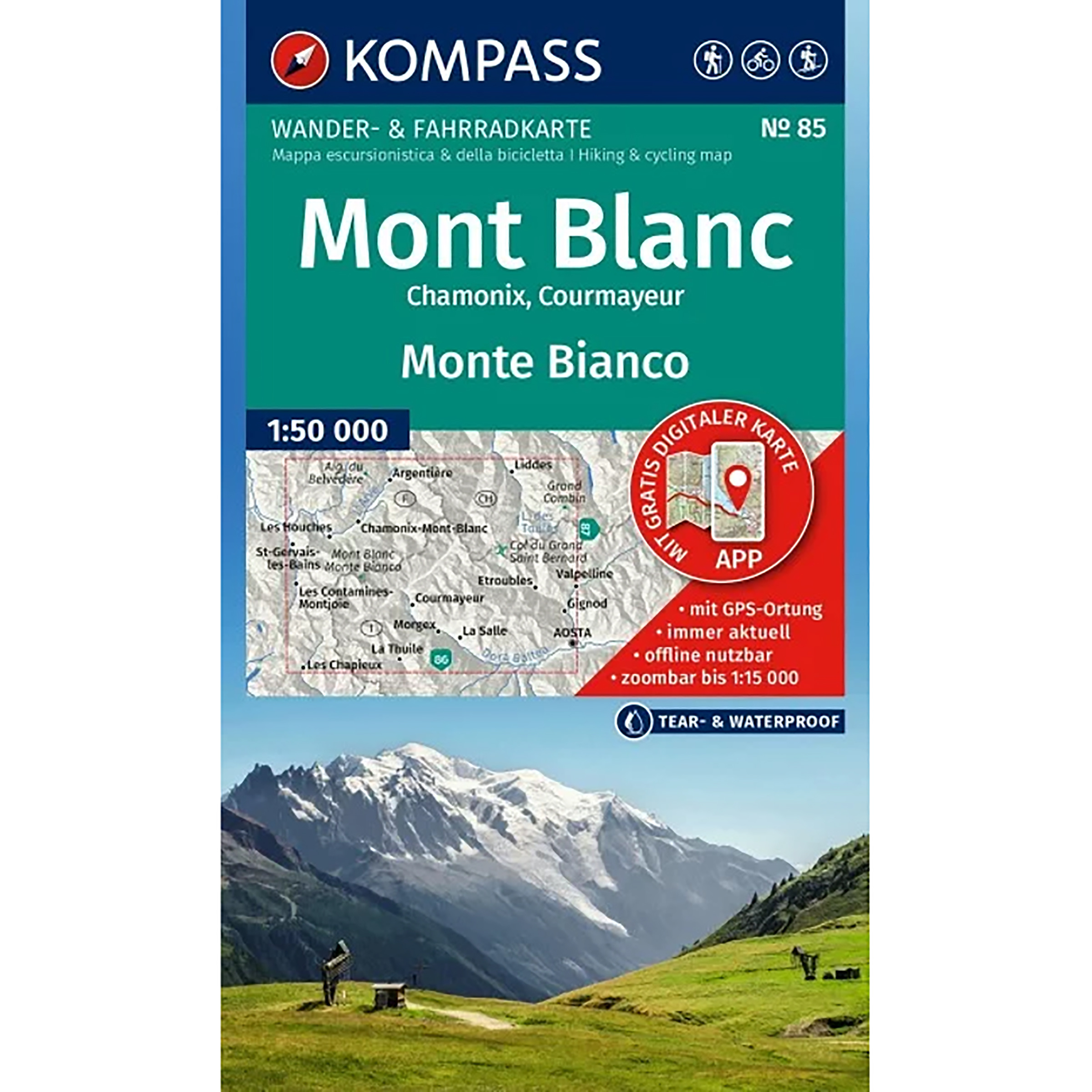 Kompass Verlag WK 85 Mont Blanc Topografische Karten 2. Aufl. 2025