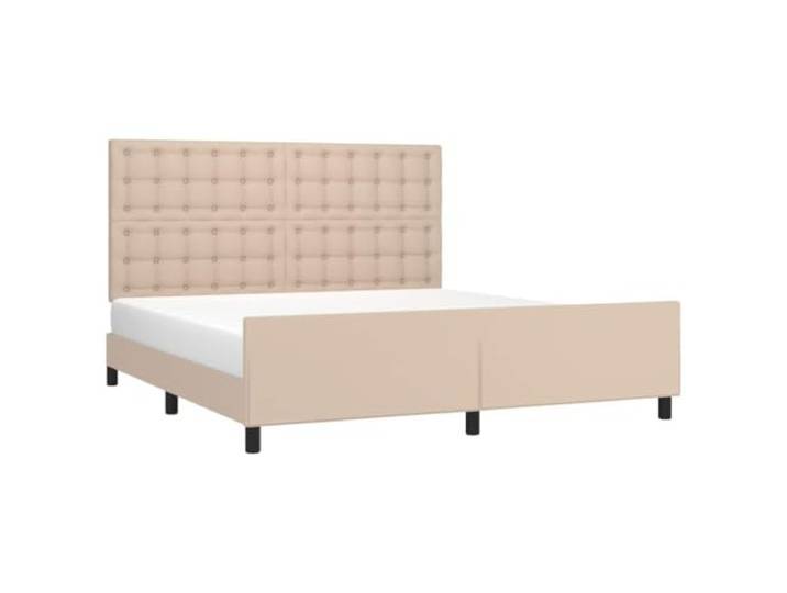 KTHLBRH Bettgestell Cappuccino 180 x 200 cm mit Kopfteil Waschbares Kunstleder, höhenverstellbar, Latten aus Sperrholz, Beine robust