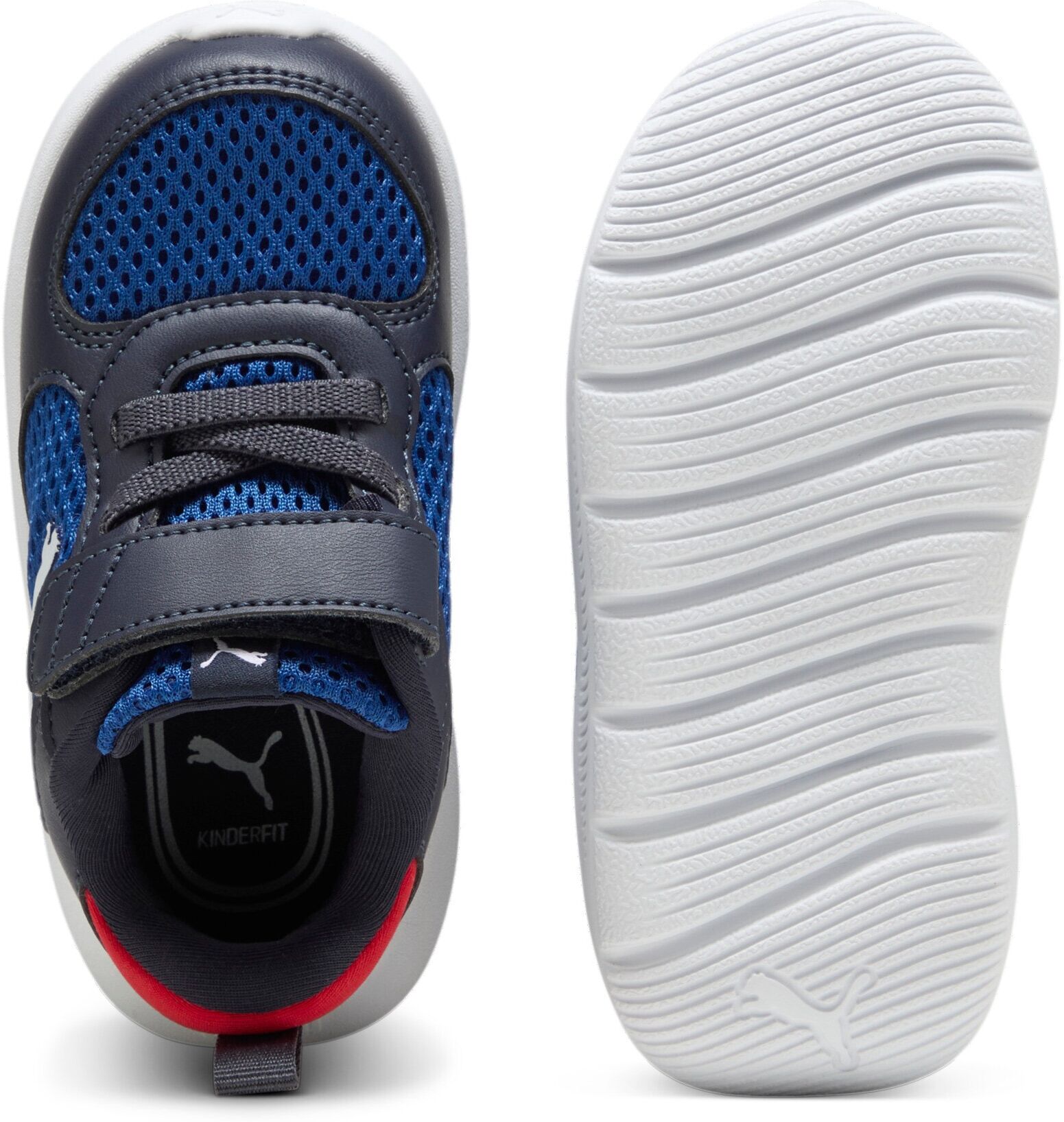 Sneaker PUMA "FUN RACER 2 AC INF", Jungen, Gr. 24, Textil, weiss (new navy, puma weiß, clyde royal), Synthetik, Schuhe Sneaker, mit Klettverschluss, mit leicht profilierter Sohle new navy, puma weiß, clyde royal 24, Textil