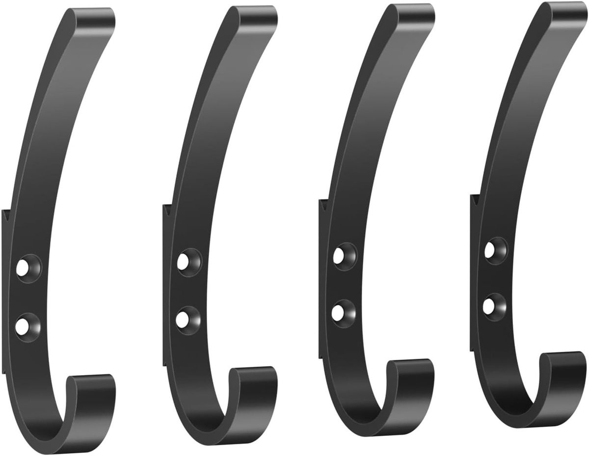 Set van 4 sterke wandhaken voor kleding, handdoeken en accessoires
