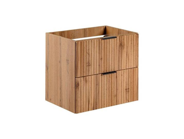 Meuble sous vasque suspendu strié - Naturel clair - L60 cm - ZEVARA