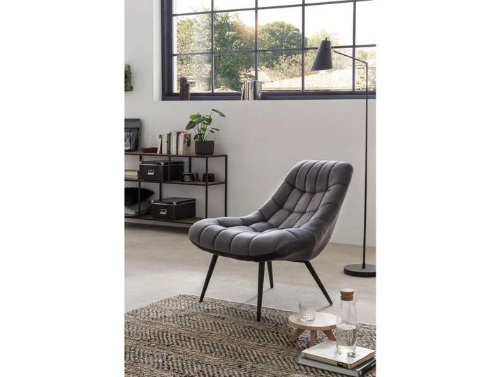 Livetastic Xxl-Sessel, Grau, Schwarz, Metall, 76x85.6x85.6 cm, Wohnzimmer, Sessel, XXL-Sessel