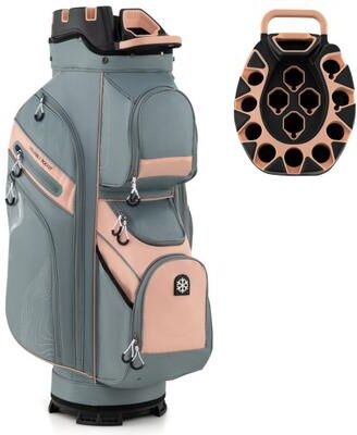 Costway Molded Lock Top Golf Cart Bag with 14-Way Full Length Dividers and 11 Pockets-Orange