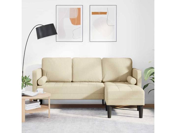 vidaXL Sofa Set mit Kissen Creme Polyester