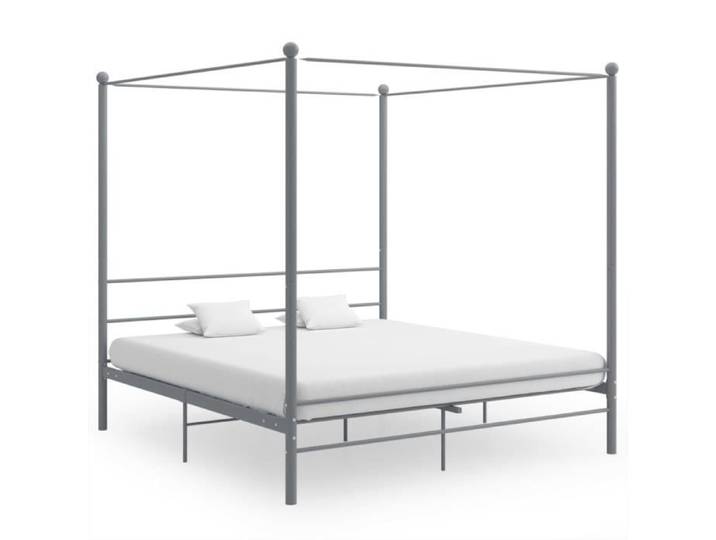 Lit à baldaquin adulte et enfant pour 2 personnes Meilleurs Meuble - Gris Métal - Elégance - Chic