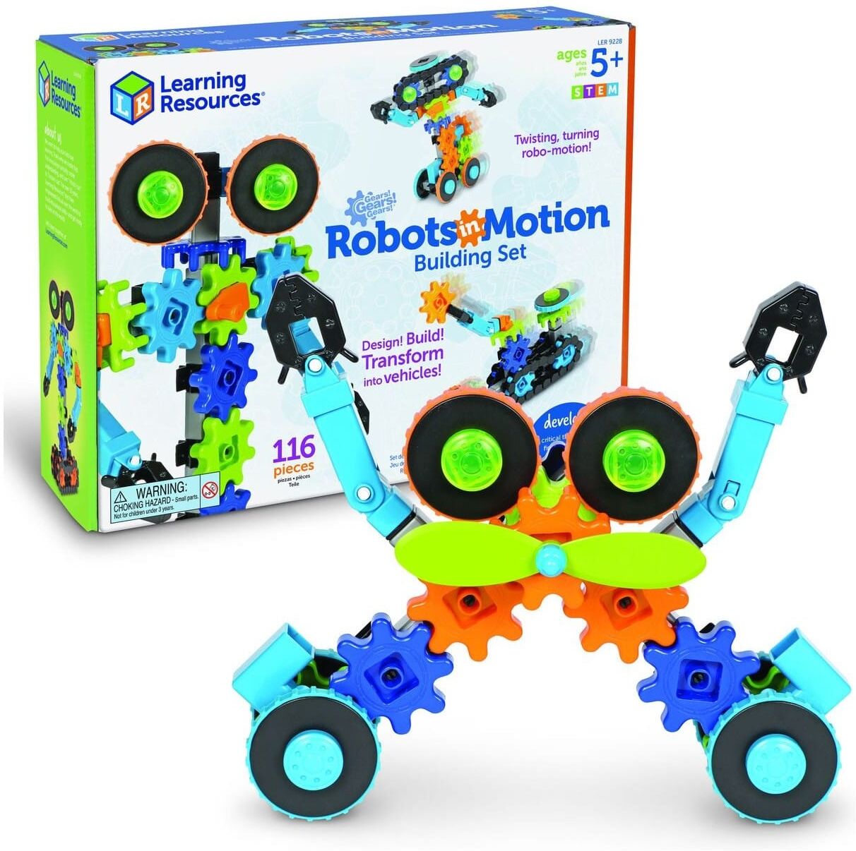 Learning Resources Gears! Gears! Gears! Robots in Motion Building Set - 116-piece construction set for Ages 5+